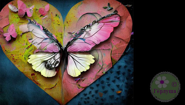 Бабочка и сердце арт