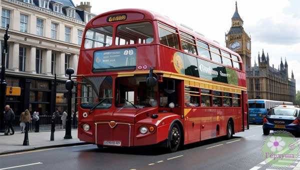 Двухэтажные автобусы красные в Лондоне