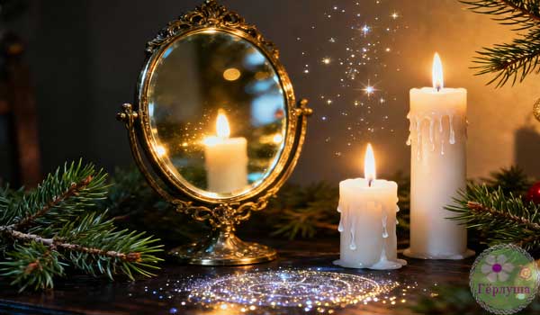 гадание на рождество, зеркало, свечи
