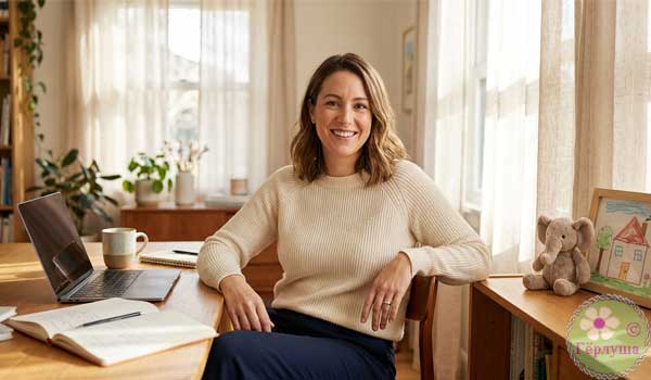 Молодая женщина за ноутбуком