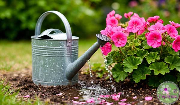 Полив пеларгонии