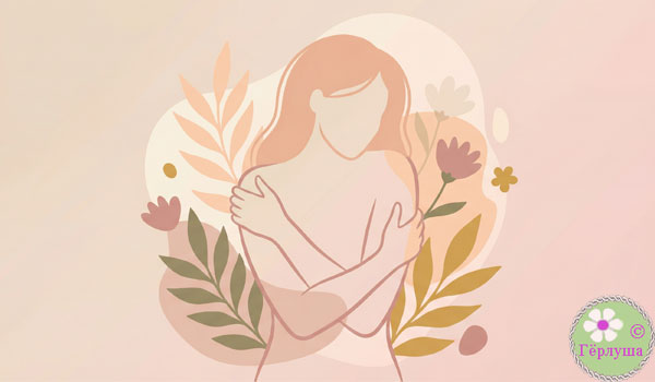 Женщина обнимает себя картинка