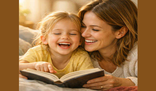 Мама с дочкой читают книгу