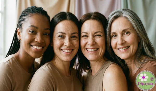 Женщины разного возраста улыбаются
