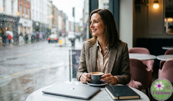 Женщина с ноутбуком у скна