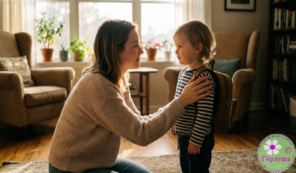 Мама собирает ребенка на прогулку