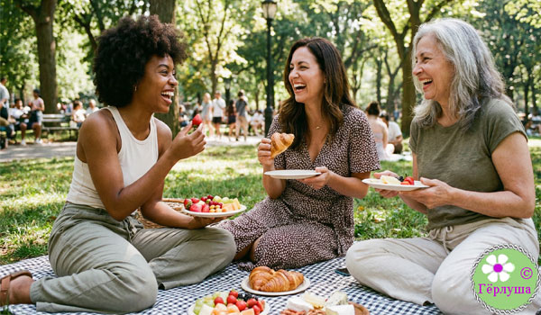 Группа женщин на пикнике