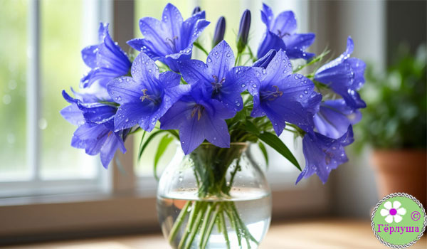 Букет с колокольчиками на столе